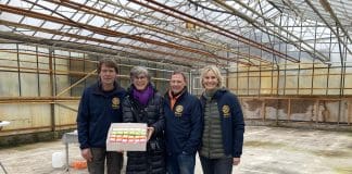 De vrijwilligers van de Rotary Sassenheim worden bedankt door wethouder Heleen Hooij.