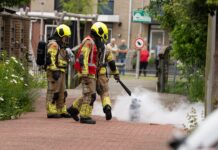 Gasfles in brand in Noordwijkerhout