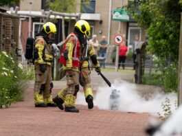 Gasfles in brand in Noordwijkerhout