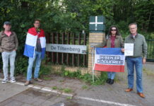 Protesterenden bij mogelijke AZC-plek in de Tiltenberg